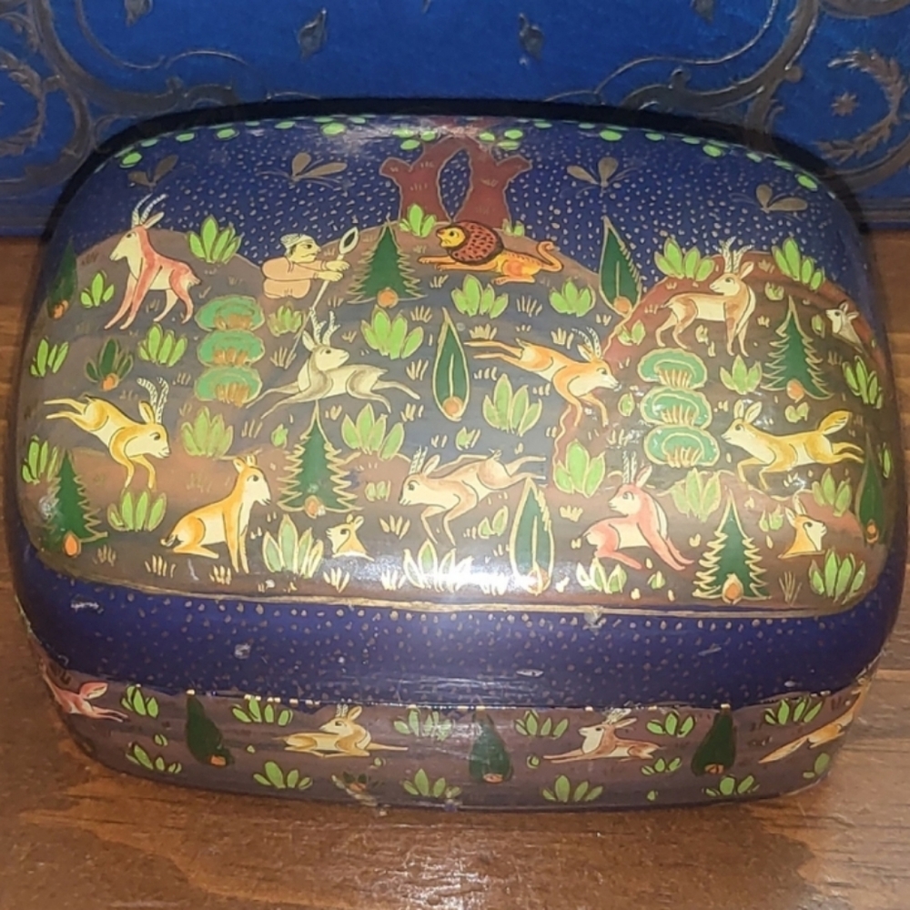 VTG Kashmiri Papier Mashe Trinket Box From India